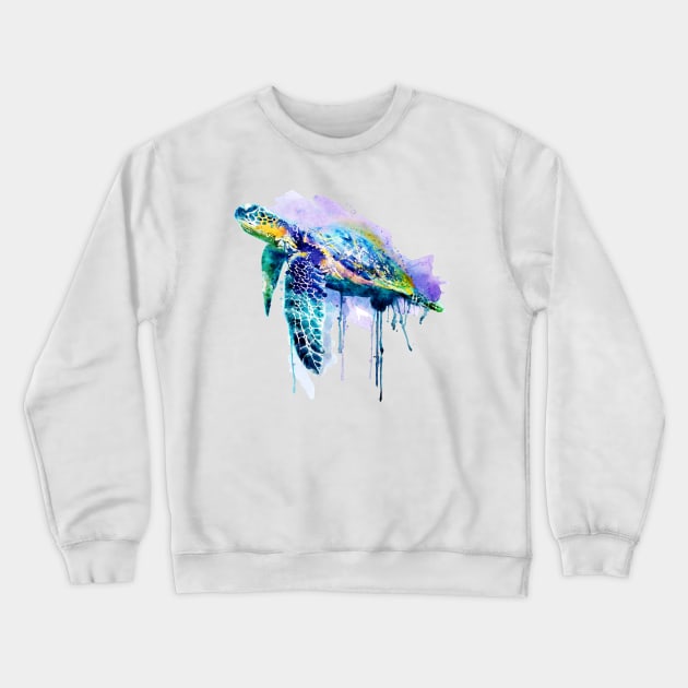 Watercolor Sea Turtle Crewneck Sweatshirt by Marian Voicu